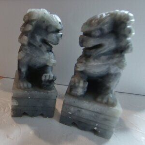 Stunning pair of vintage hand-carved Foo Dogs (Guardian Lions)